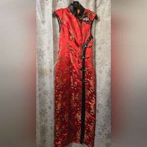 Lip Service Vintage Hollywood Geisha Red, Gold and Black Dragon Dress  P / XS